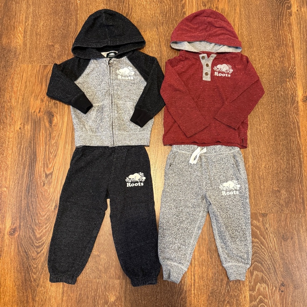 Roots Kids Jogger Sets 2T Black and Gray
